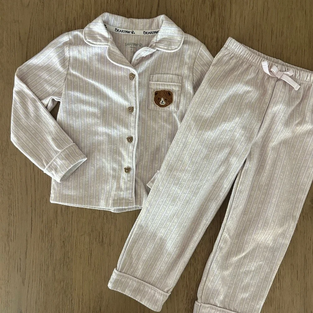 BEARPAW Girls Pajamas Heavyweight Warm Pinstripe 4T